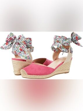Bandolino Nettie Pink Espadrilles with Floral Ties